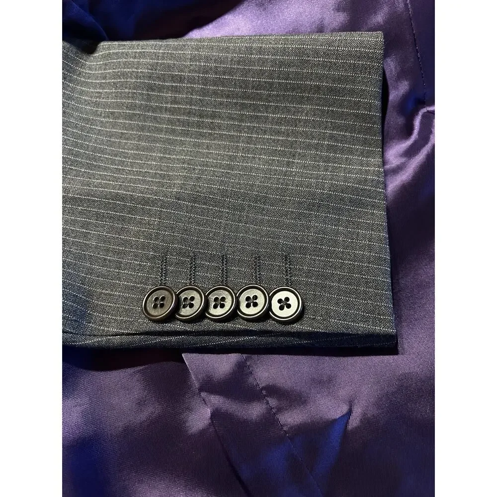 Paul Smith Abbey Road Suit 38R 33x33 Slim Gray Stripe Italian Wool Designer
